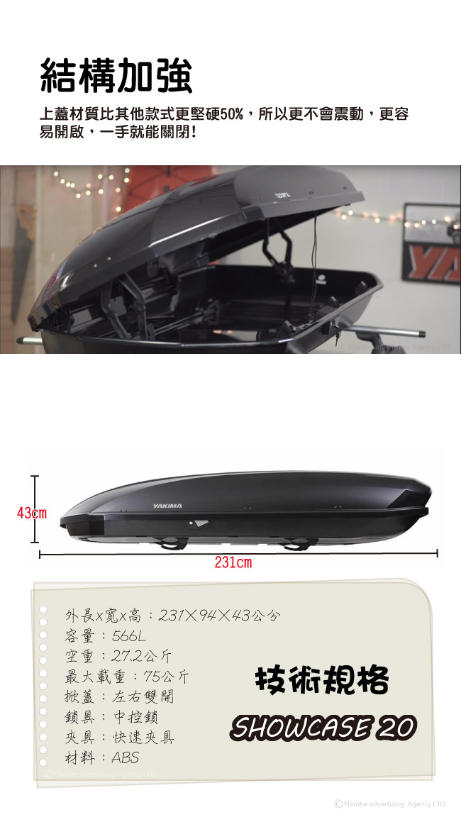 YAKIMA 車頂行李箱 showcase20