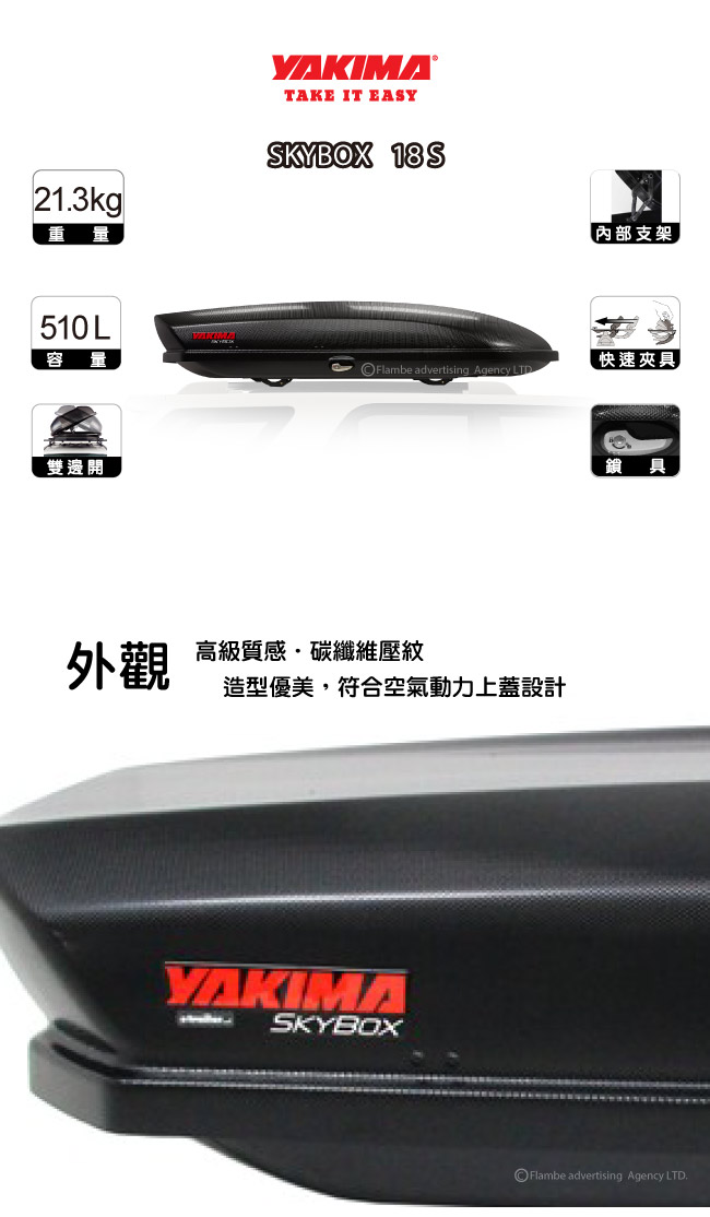 YAKIMA 車頂行李箱 SKY BOX 18S