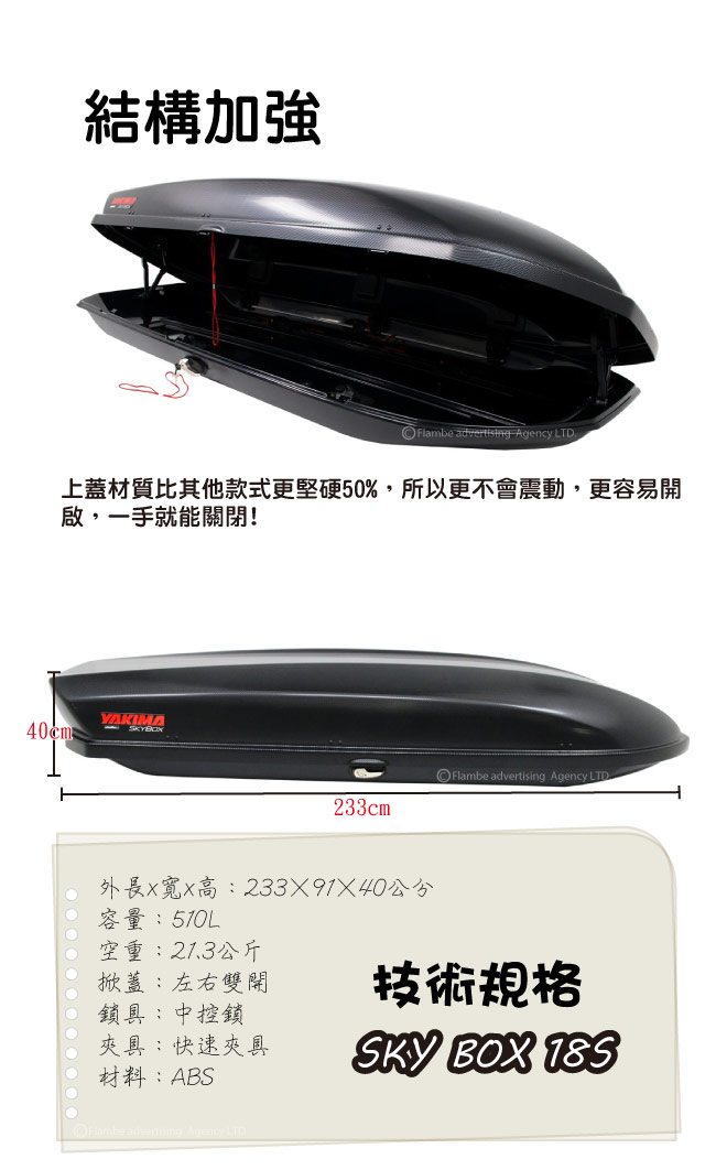 YAKIMA 車頂行李箱 SKY BOX 18S